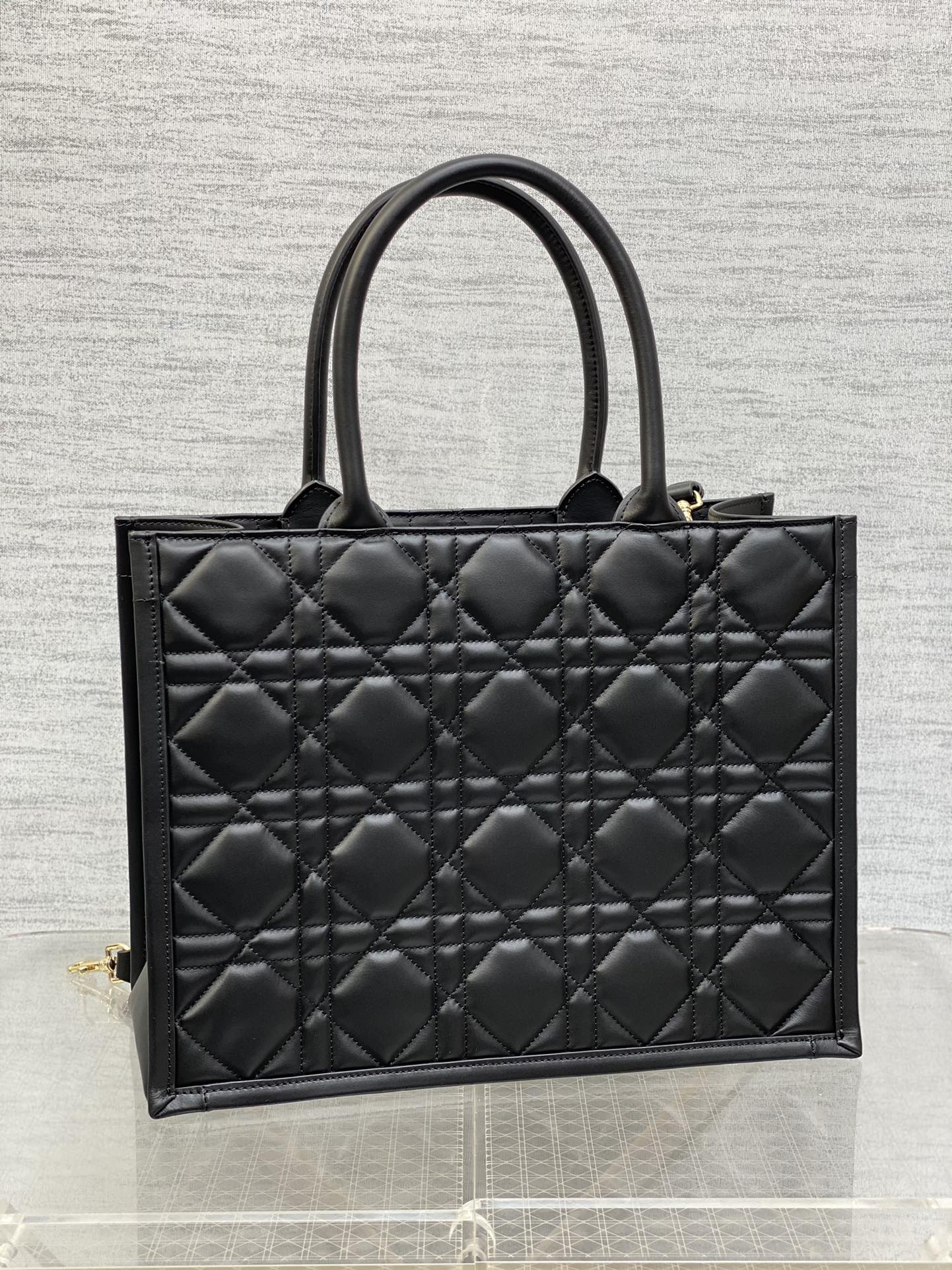 Medium Dior Book Tote Bag Black Macrocannage Calfskin